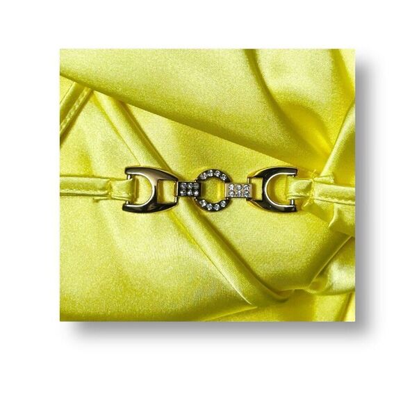 Jump Apparel M Yellow Satin Bodycon Mini Dress Cowl Neck Party Cocktail Sexy - Picture 6 of 11